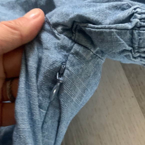 J. Crew Tiered Chambray Dress size 6 casual midi puffy dress nautical beach - Picture 10 of 12